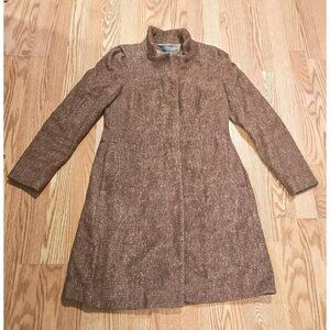 Zara Peacoat Women Sz Small Brown Tan Wool Made in Spain Mob Wife Office Siren
